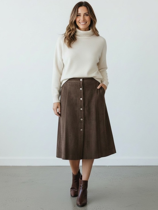 Banana Republic Dresses & Skirts - BANANA REPUBLIC | Vintage Y2K Genuine Suede Brown Button-Front A-Line Skirt 8